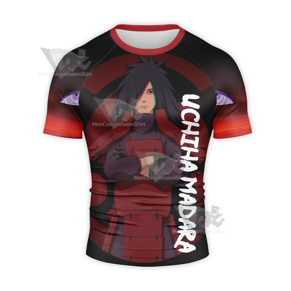 Anime Uchiha Madara Classic Red Short Sleeve Compression Shirt