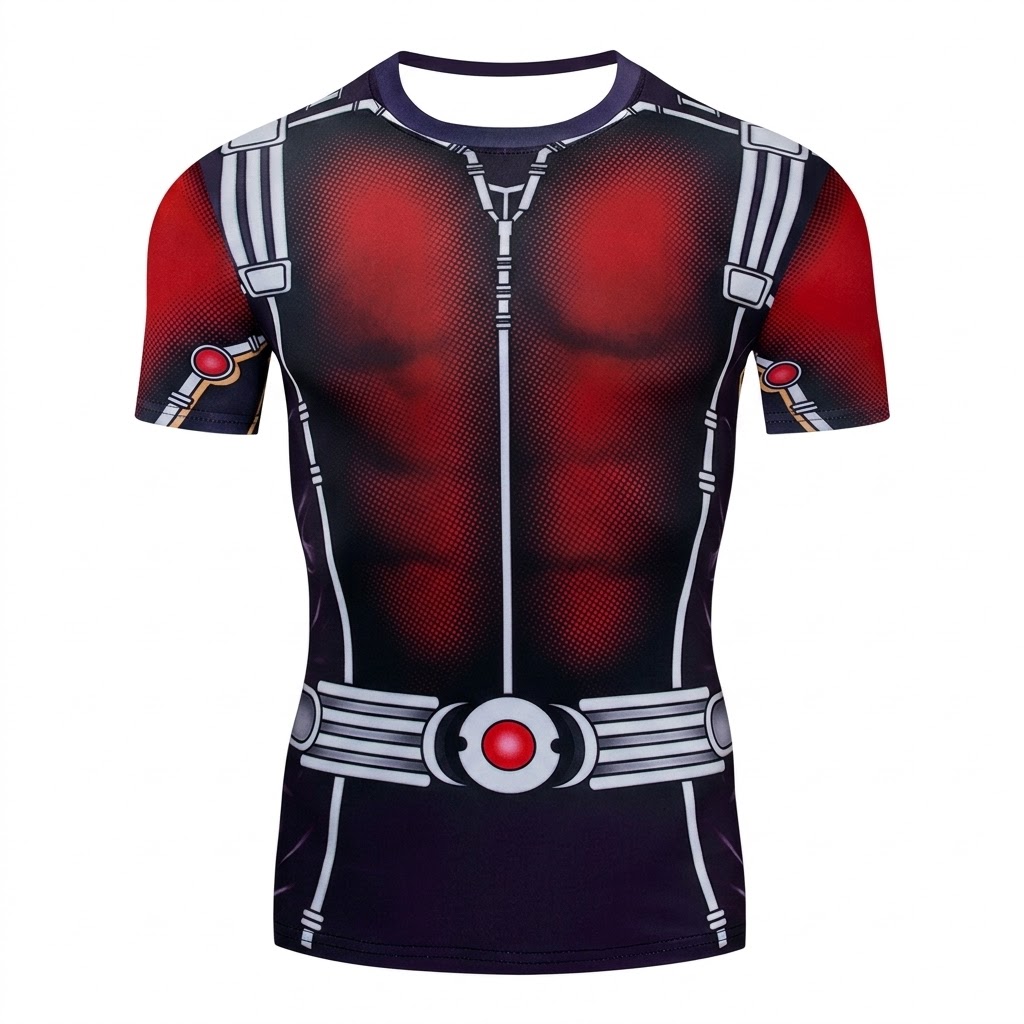 Ant Man Civilwar Red Blue Short Sleeve Compression Shirt