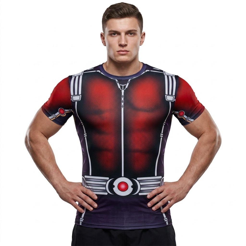 Ant Man Civilwar Red Blue Short Sleeve Compression Shirt
