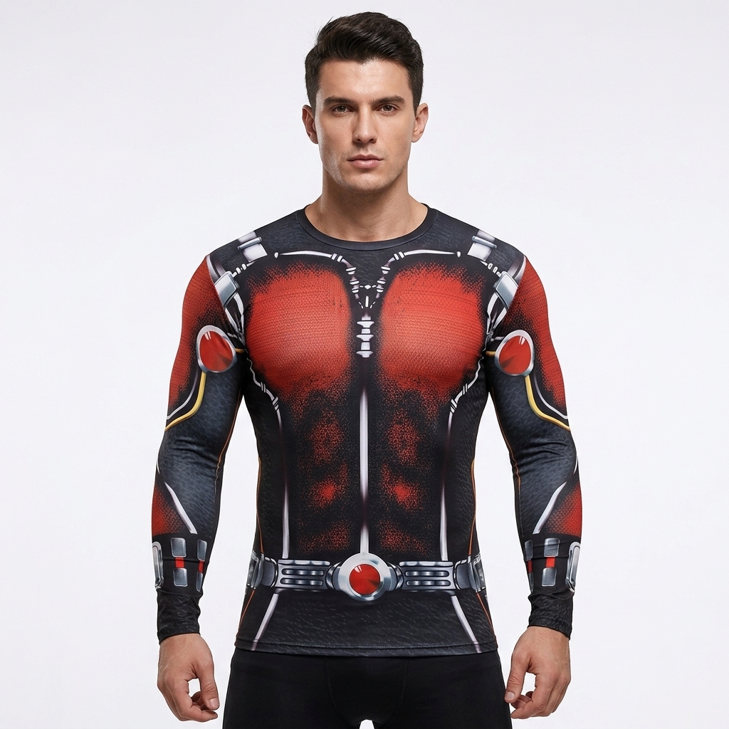 Ant Man Red Orange Long Sleeve Compression Shirt