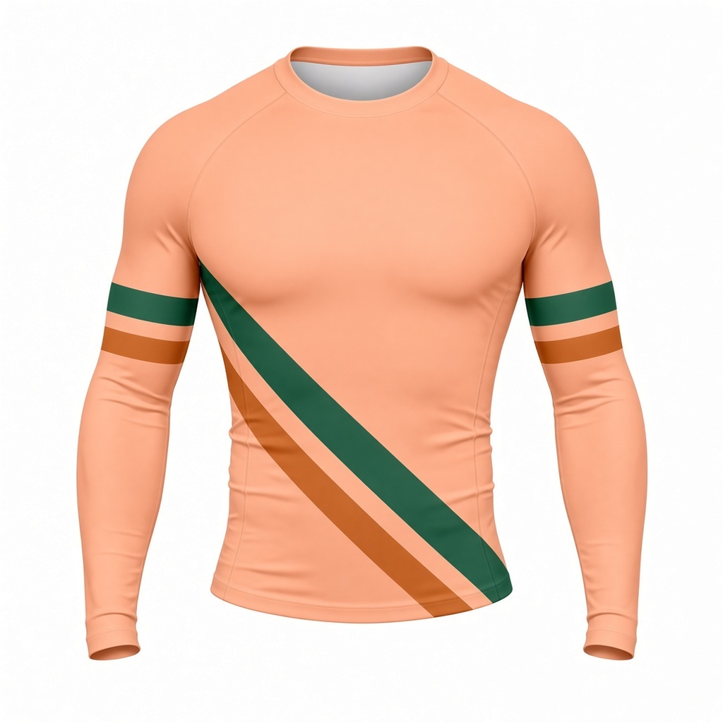 Apricot Evergreen Forward Customizable Long Sleeve Compression Shirt front customization preview