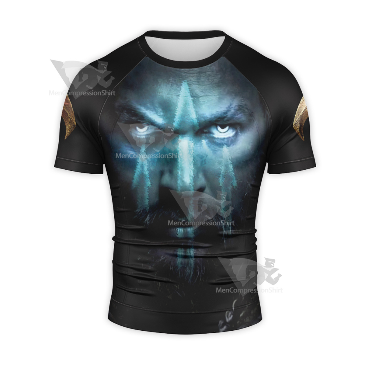 Aquaman Dark Black Short Sleeve Compression Shirt