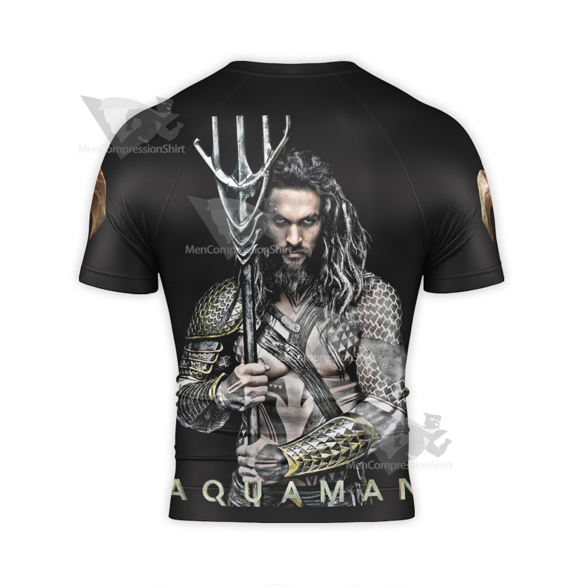 Aquaman Dark Black Short Sleeve Compression Shirt