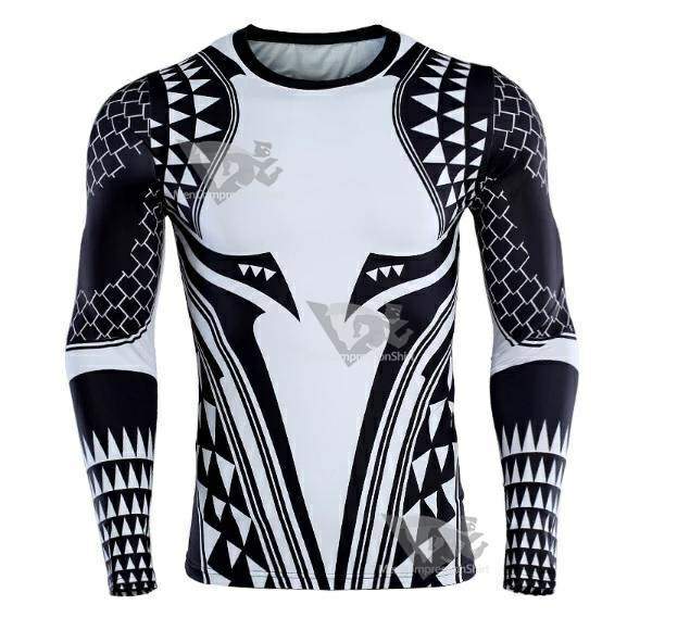 Aquaman Dark Tattoo Long Sleeve Compression Rash Guard