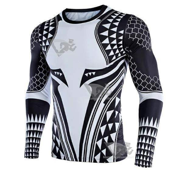 Aquaman Dark Tattoo Long Sleeve Compression Rash Guard