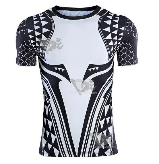Aquaman Dark Tattoo Short Sleeve Compression Rash Guard