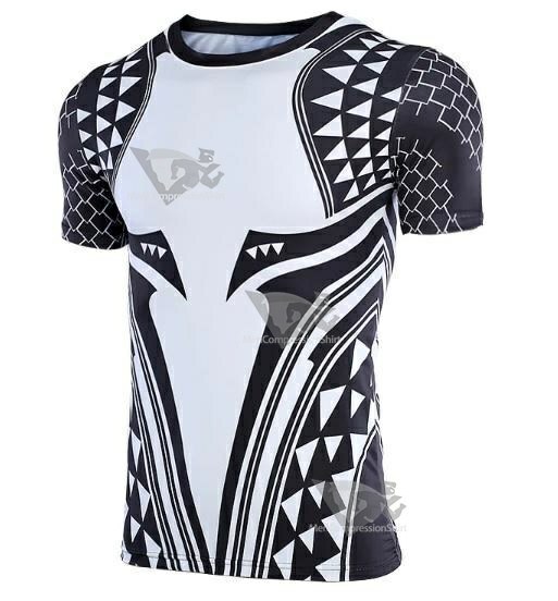 Aquaman Dark Tattoo Short Sleeve Compression Rash Guard