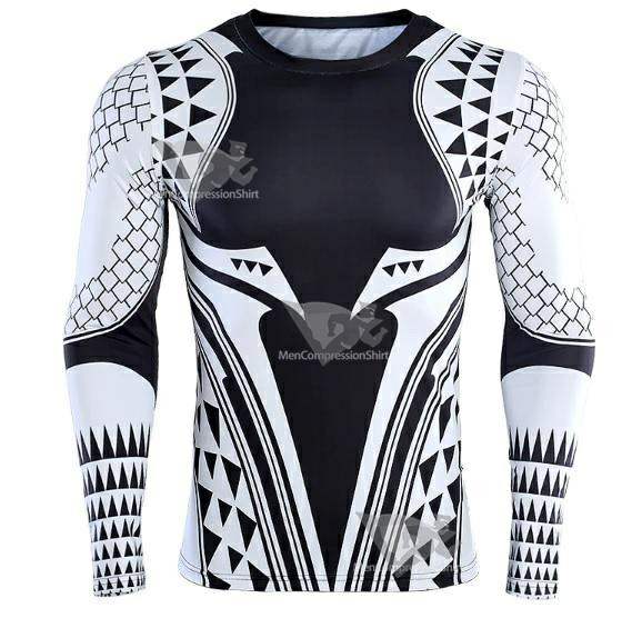 Aquaman Light Tattoo Long Sleeve Compression Rash Guard