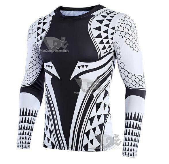 Aquaman Light Tattoo Long Sleeve Compression Rash Guard
