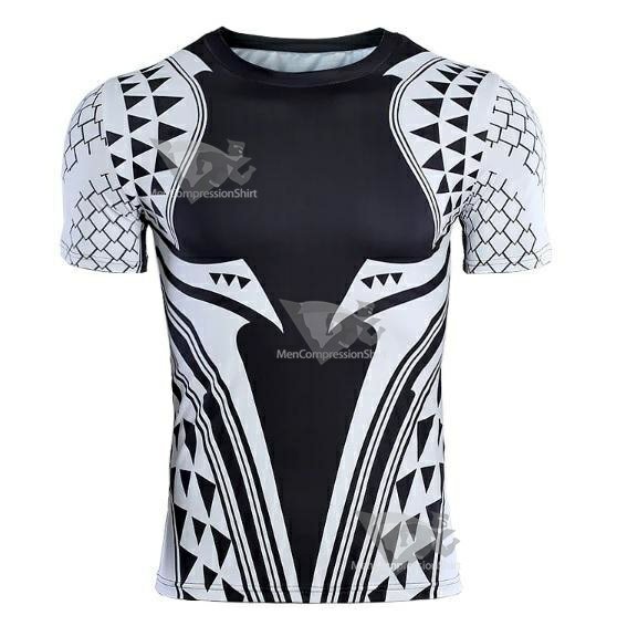Aquaman Light Tattoo Short Sleeve Compression Rash Guard