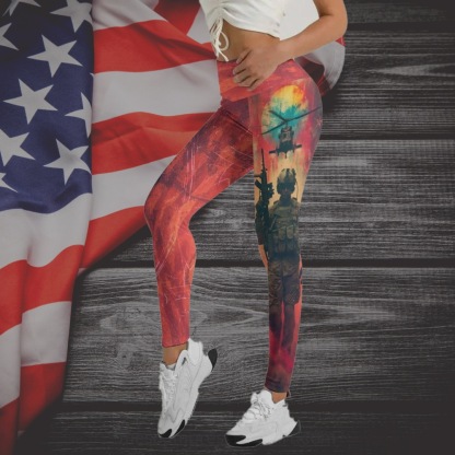 Army American Flag Women Compression Legging