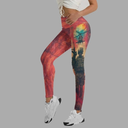 Army American Flag Women Compression Legging
