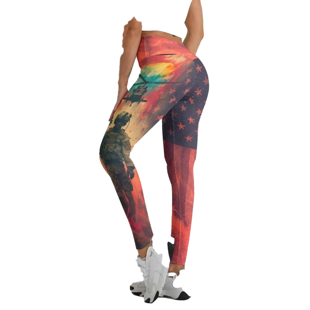 Army American Flag Women Compression Legging
