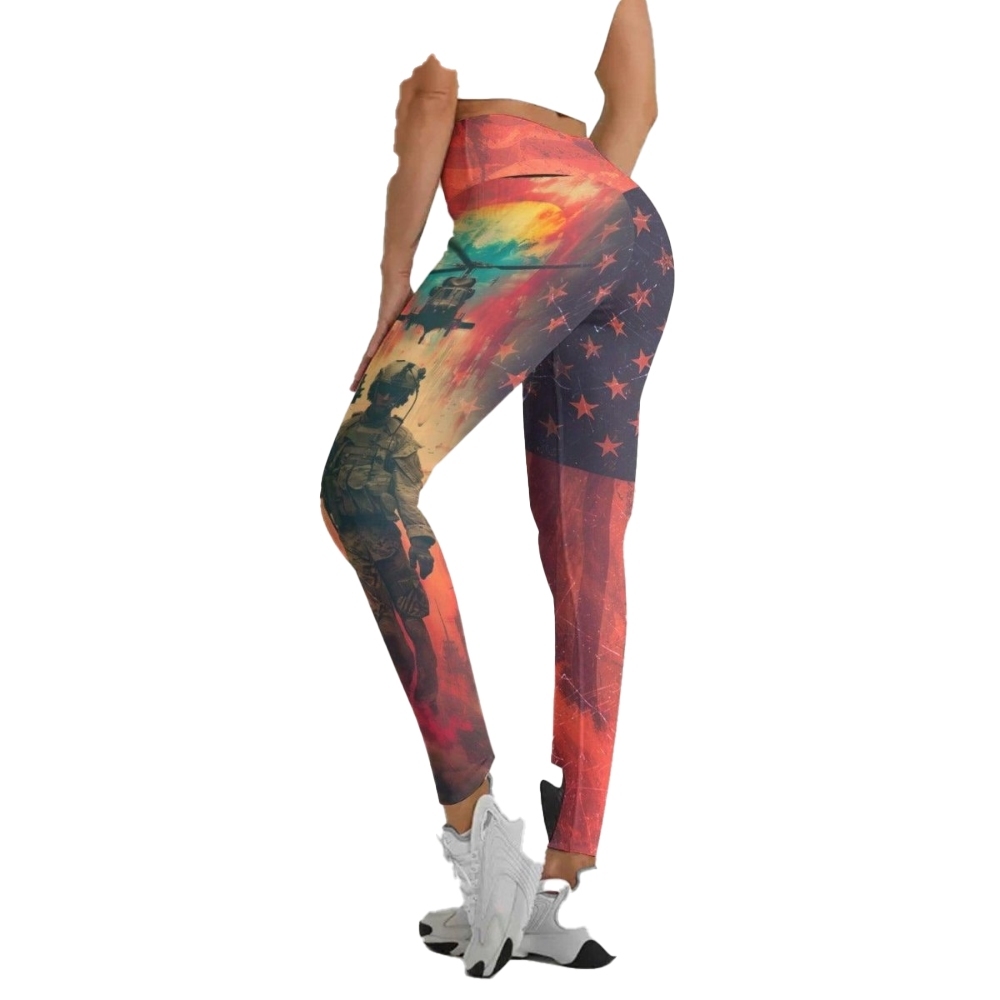 Army American Flag Women Compression Legging