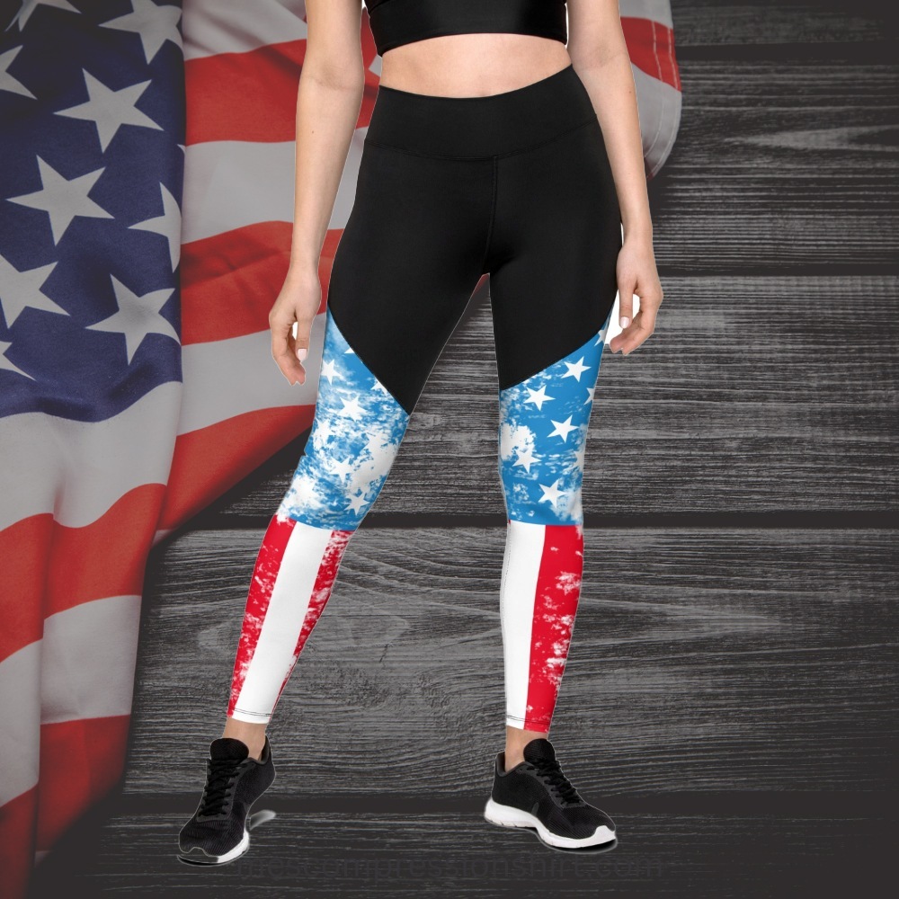 Artsy American Flag Women Compression Legging