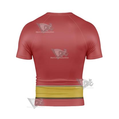 Dc Atom Smasher Red Cosplay Short Sleeve Compression Shirt