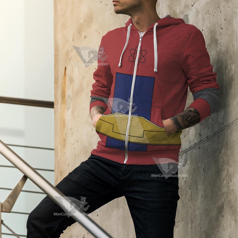 Dc Atom Smasher Red Cosplay Zip Up Hoodie