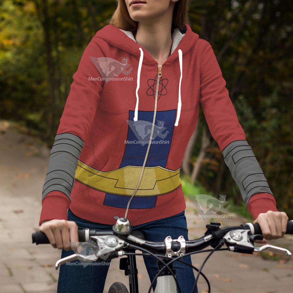 Dc Atom Smasher Red Cosplay Zip Up Hoodie