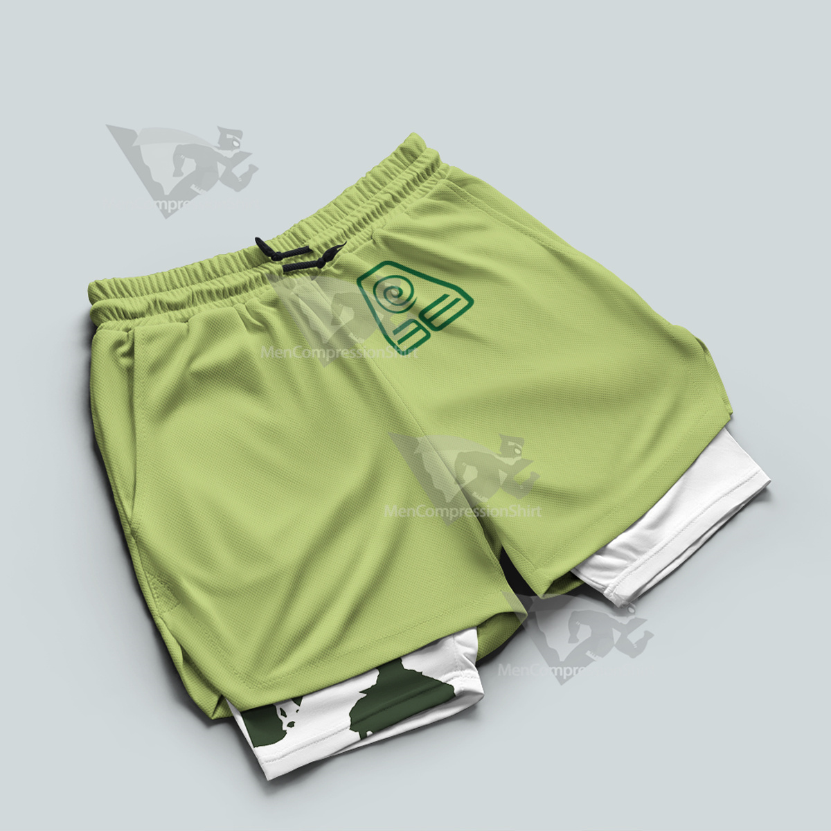 Avatar Earth Kingdom Green Men Compression Gym Short