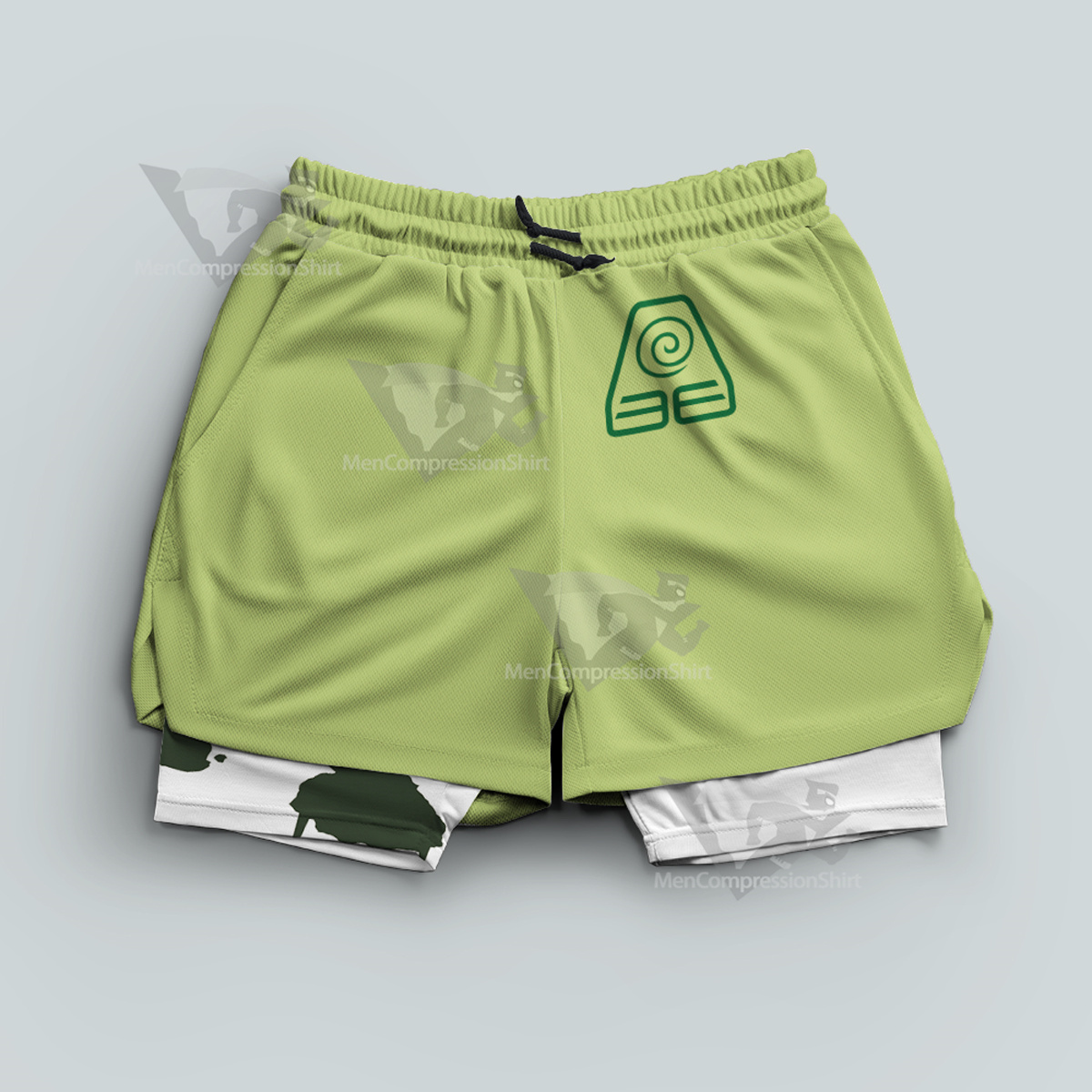 Avatar Earth Kingdom Green Men Compression Gym Short