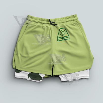 Avatar Earth Kingdom Green Men Compression Gym Short