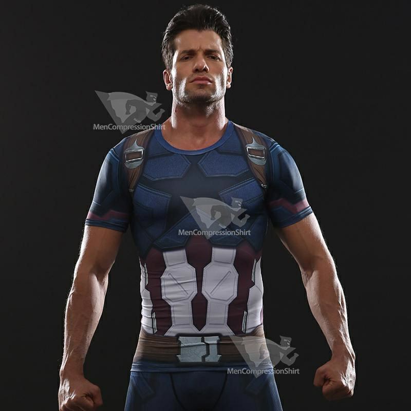 Avengers 3 Rogers Short Sleeve Compression Shirt For Men
