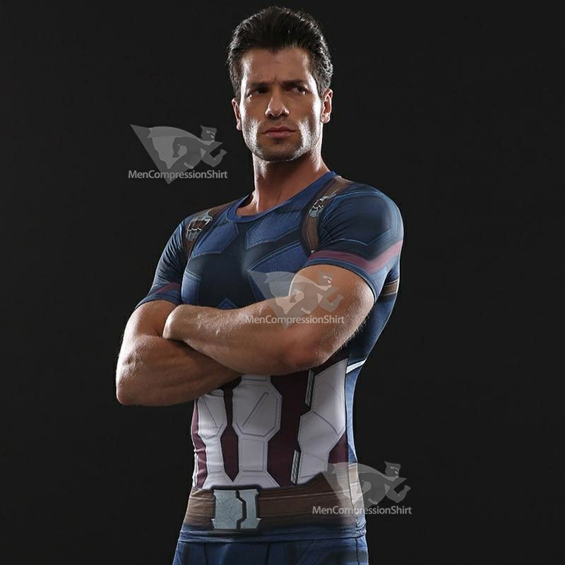 Avengers 3 Rogers Short Sleeve Compression Shirt For Men