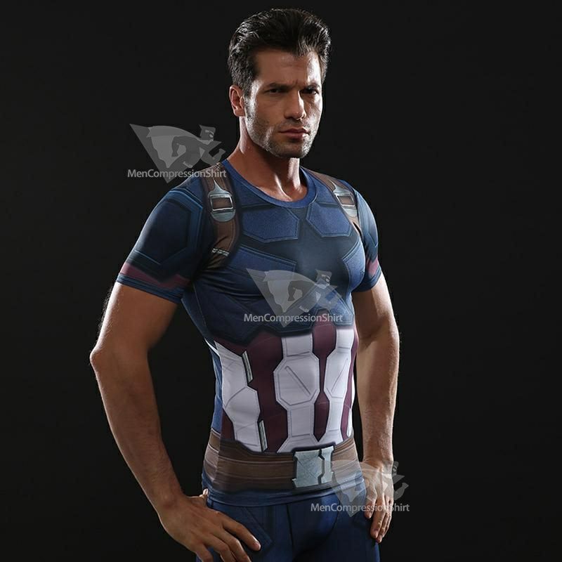 Avengers 3 Rogers Short Sleeve Compression Shirt For Men