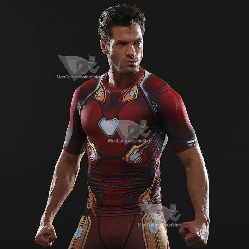Avengers 3 Tony Stark Man Short Sleeve Compression Shirt