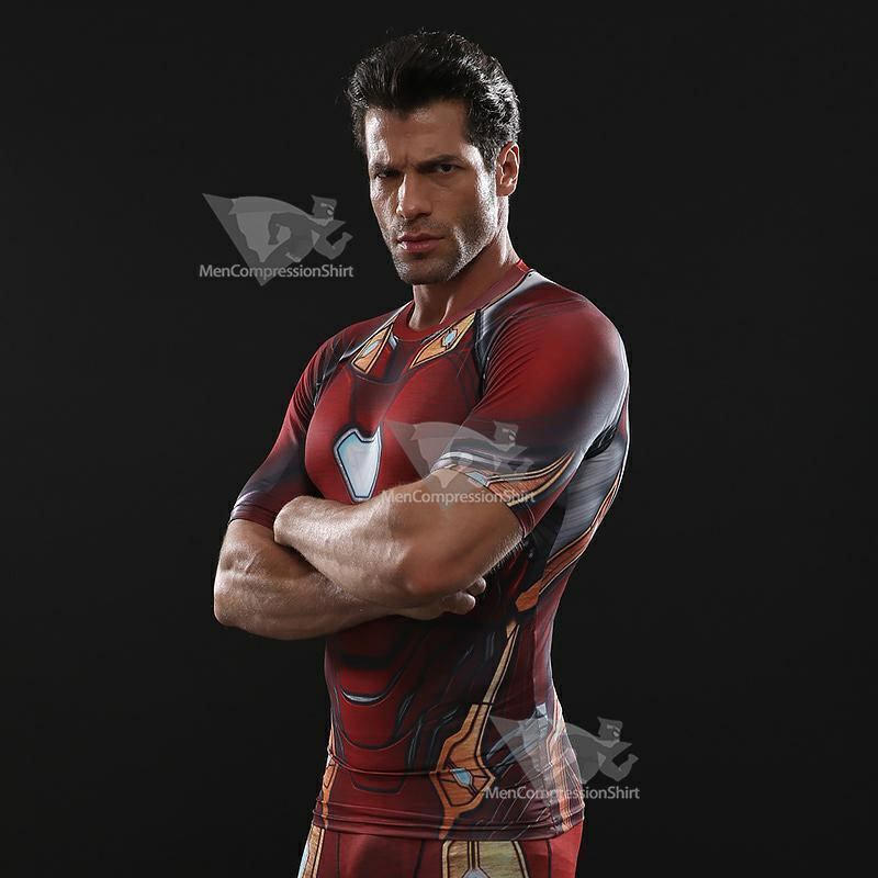 Avengers 3 Tony Stark Man Short Sleeve Compression Shirt
