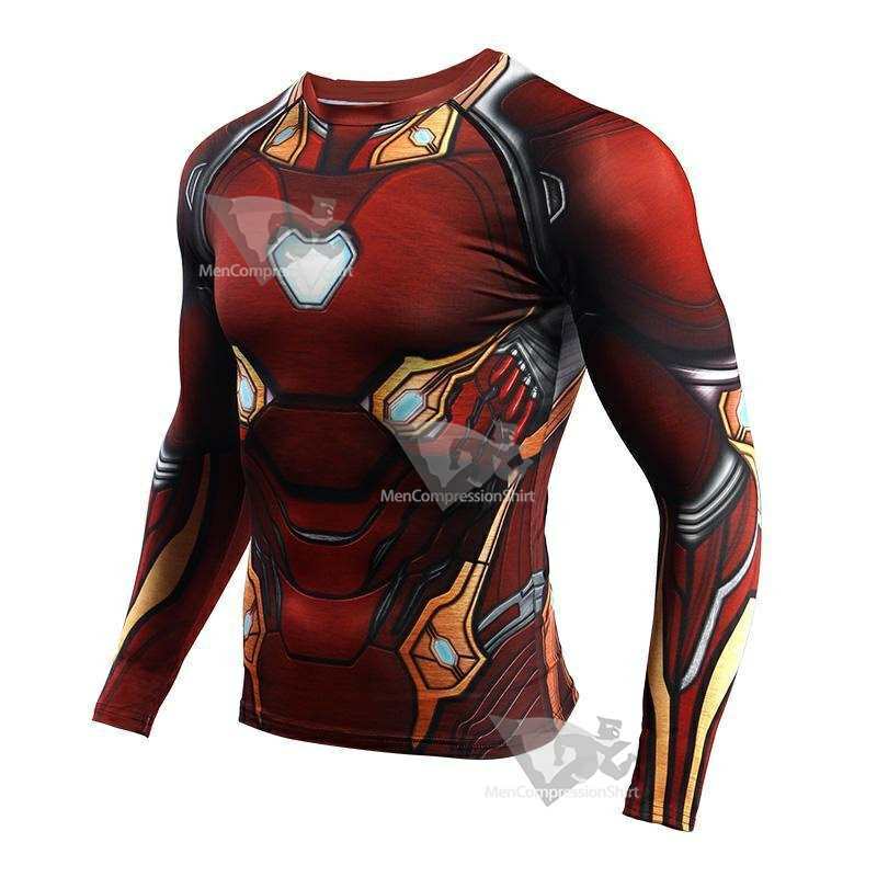 Avengers 3 Tony Stark Red Long Sleeve Compression Shirt For Men