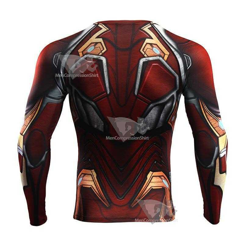 Avengers 3 Tony Stark Red Long Sleeve Compression Shirt For Men