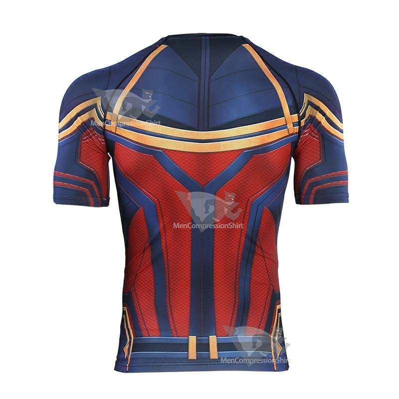 Avengers 4 Carol Danvers Short Sleeve Compression Shirt