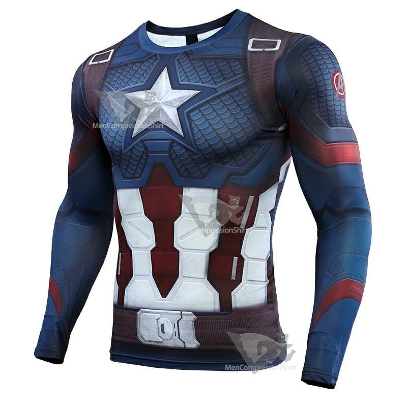 Avengers 4 Endgame Rogers Long Sleeve Compression Shirt For Men