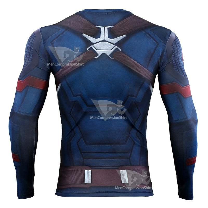 Avengers 4 Endgame Rogers Long Sleeve Compression Shirt For Men