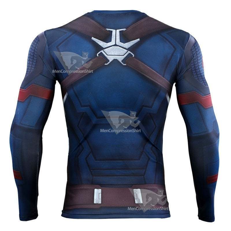 Avengers 4 Endgame Rogers Long Sleeve Compression Shirt For Men