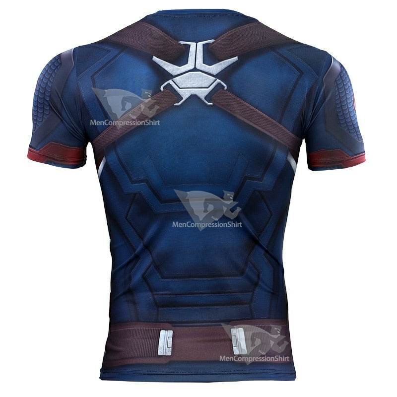Avengers 4 Endgame Rogers Short Sleeve Compression Shirt For Men