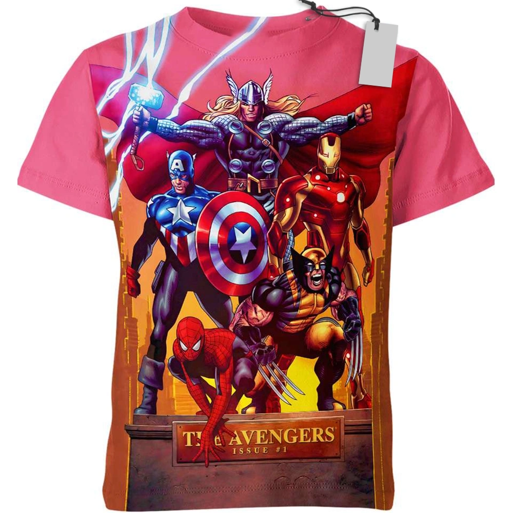 Avengers T-Shirt Thor Iron Spider-Man Man Superpower Heroes T-Shirt