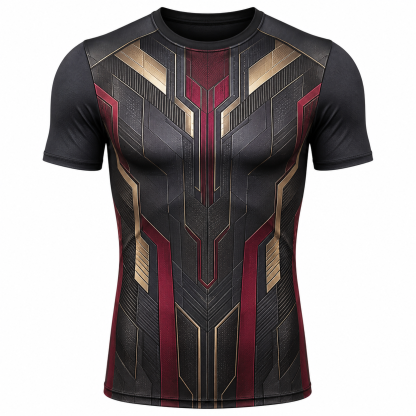 Avengers Vision Black Gray Short Sleeve Compression Shirt