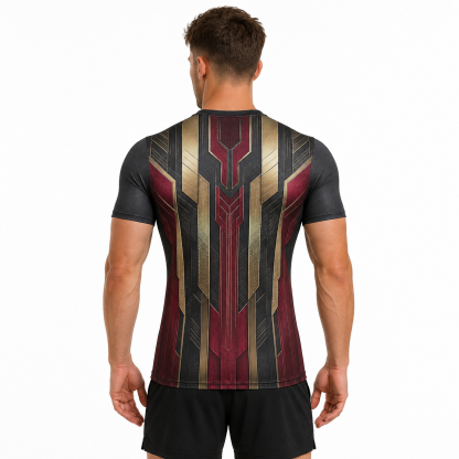Avengers Vision Black Gray Short Sleeve Compression Shirt
