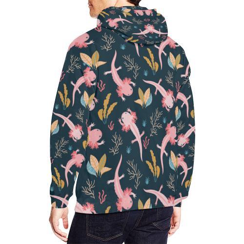 Axolotl Black Pattern Print Men Full Size Hoodie