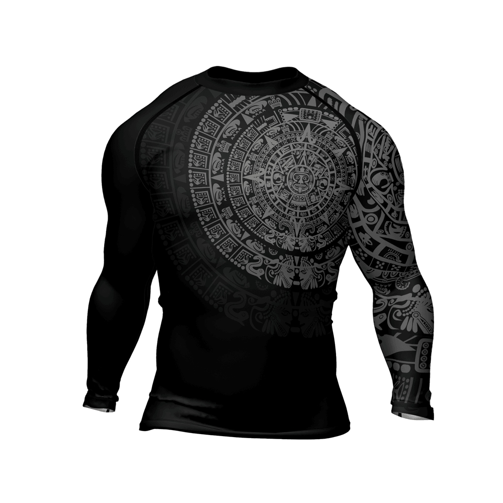 Aztec Black Mens Long Sleeve Compression Shirt