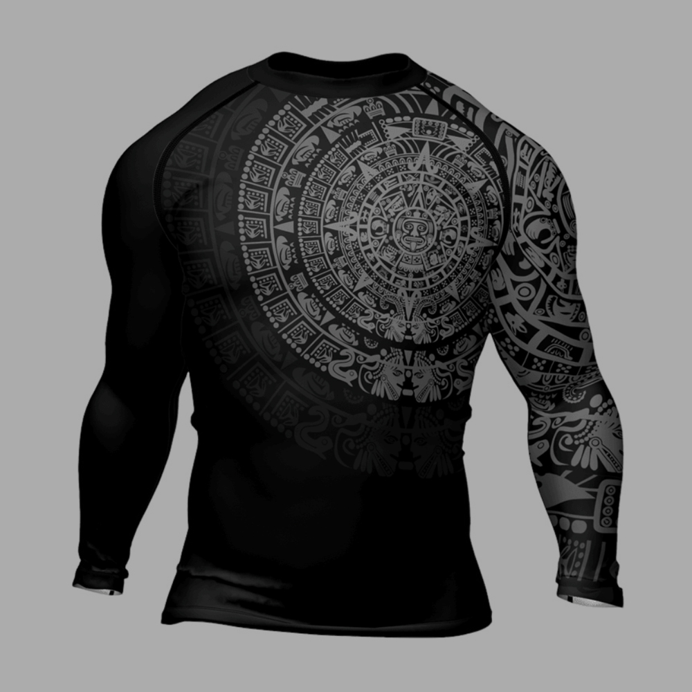Aztec Black Mens Long Sleeve Compression Shirt
