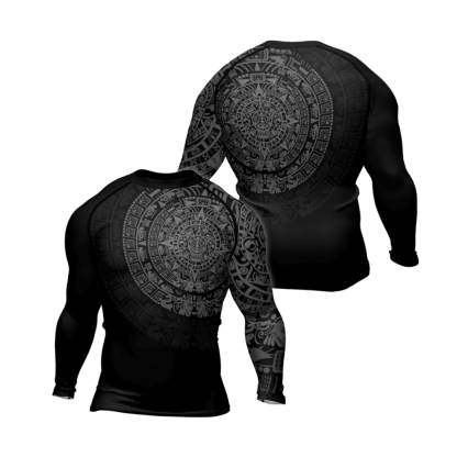 Aztec Black Mens Long Sleeve Compression Shirt