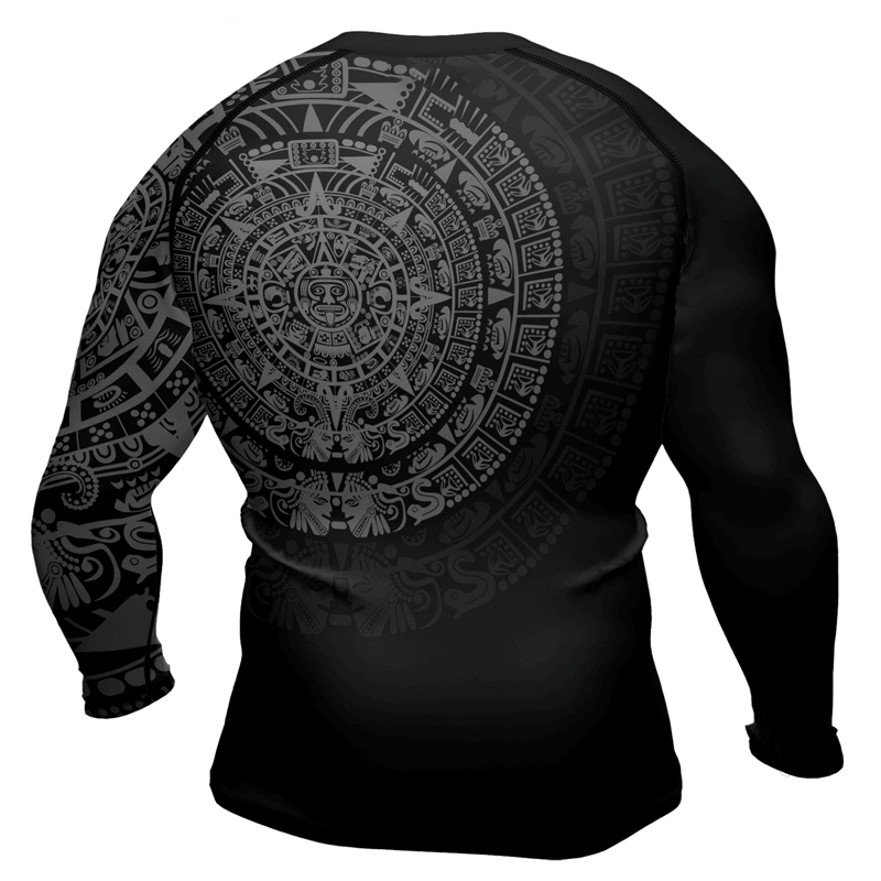 Aztec Black Mens Long Sleeve Compression Shirt