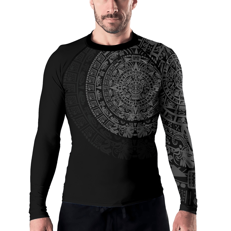 Aztec Black Mens Long Sleeve Compression Shirt