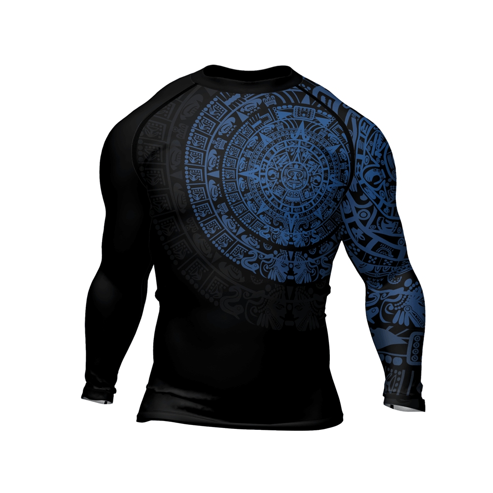Aztec Blue Mens Long Sleeve Compression Shirt