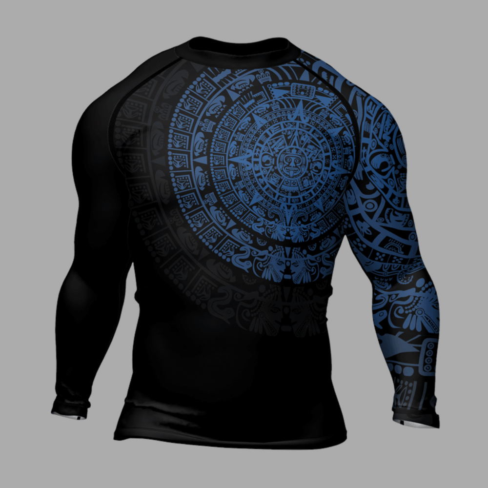 Aztec Blue Mens Long Sleeve Compression Shirt