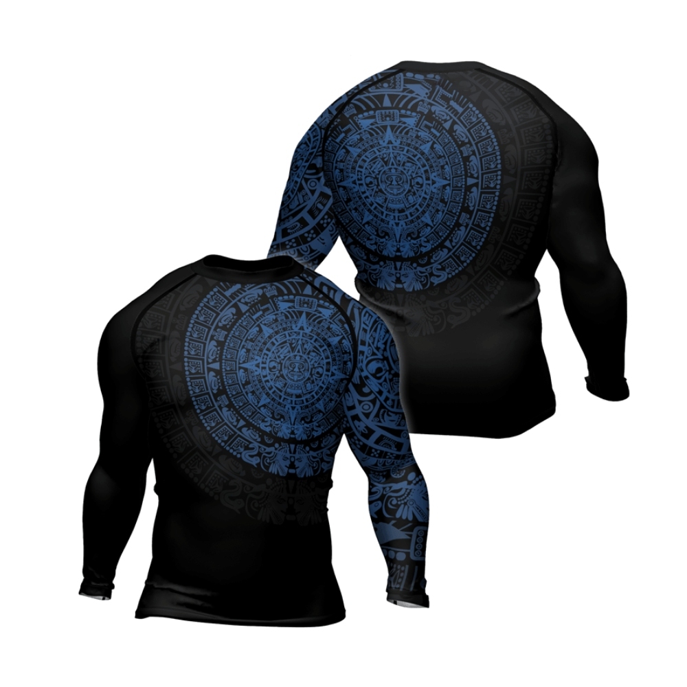 Aztec Blue Mens Long Sleeve Compression Shirt