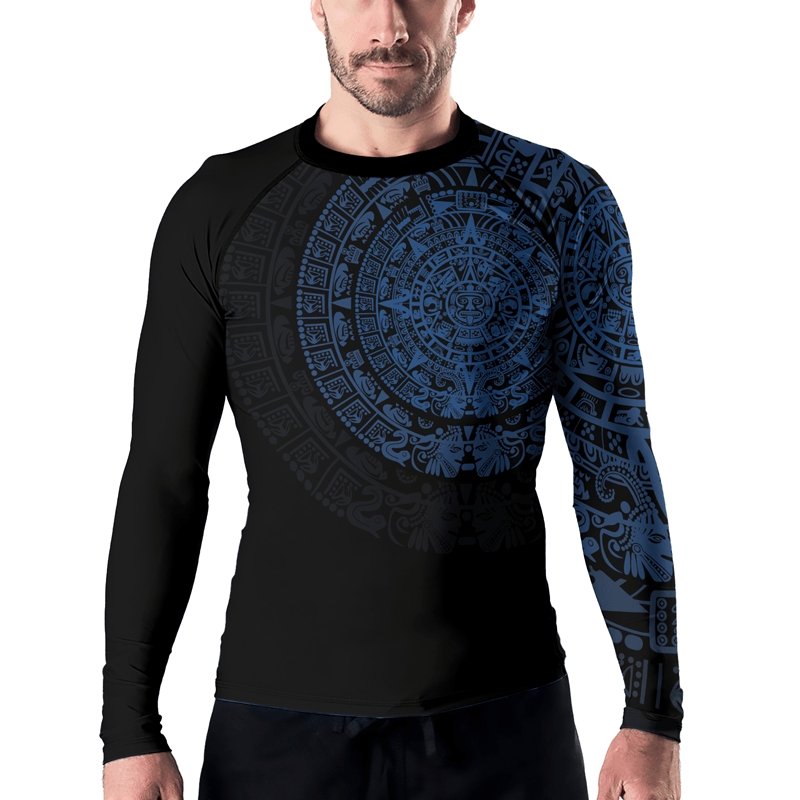Aztec Blue Mens Long Sleeve Compression Shirt